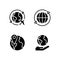 Travel around world black glyph icons set on white space