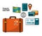 Travel around the world. suitcase passport ticket map journey concept