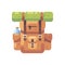 Travel backpack flat icon. Tourist bag with a bottle of water