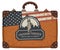 Travel bag with flag of USA and Statue of Liberty