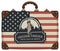 Travel bag with flag of usa and statue of liberty