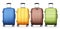 Travel bag luggage vector set design. Travelers 3d baggage collection for vacation trip elements