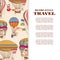 Travel banner with vintage bright hot air balloons