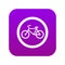 Travel by bicycle is prohibited traffic sign icon digital purple