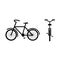 Travel Bicycle Silhouette, front and side view. Bike for travel. Hobby. Flat style Vector Illustration