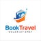 Travel Book Logo Vector Inspiration Stock Vector. book and airplane logo combination. Library and travel symbol or icon. Unique