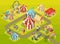 Travel Circus Fairground Isometric Layout Poster