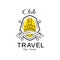 Travel club logo design, heraldic shield with ship, badge can be used for travel agency, sail club vector Illustration