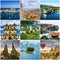 Travel collage European landmarks architecture