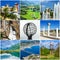 Travel collage. European landmarks and landscapes