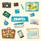 Travel collection. Vacation theme. Cartoon vector illustration.