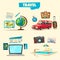 Travel collection. Vacation theme. Cartoon vector illustration.