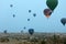 Travel. Colorful Hot Air Balloons Flying Above Cappadocia