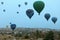 Travel. Colorful Hot Air Balloons Flying Above Cappadocia