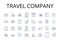 Travel company line icons collection. Adventure agency, Tour operator, Vacation planner, Journey experts, Excursion