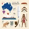 Travel Concept Australia Landmark Flat Icons Design . Vector