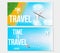Travel concept banner design- time to travel airline tickets, world map, a beautiful beach, shoes, beach towel and umbrella