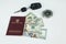 Travel concept, Colombian passport with dollar bills for travel abroad