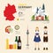 Travel Concept Germany Landmark Flat Icons Design .Vector