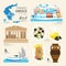 Travel Concept Greece Landmark Flat Icons Design . Vector