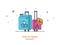 Travel concept. Suitcase flat outline vector illustration.