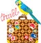 Travel concept - Suitcase with journey stickers an