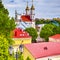 Travel Concepts. Cityscape of City of Vitebsk With Golden Domes of The Resurrection Cathedral With Line of Ancient Buildings in