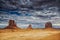 Travel Concepts and Ideas. HDR Image of Three Reddish Renowned Buttes of Monument Valley in Utah State in the United States Of