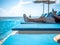 Travel Concepts, Men`s legs resting in a swimming pool and using smart phone. Summer holiday traveling concept. Summer holiday