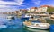 Travel in Croatia. Traditional coastal village Kastela, Kastel Novi with charming harbor