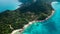 Travel destination in summer. Aerial view of a beautiful beach in Malaysia: Pulau Perhentian Kecil