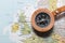 Travel destination United Kingdom and Ireland, map with compass