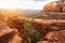 Travel in Devil`s Bridge Trail, scenic view panoramic landscape, Sedona, Arizona, USA