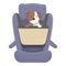 Travel dog icon cartoon vector. Car road seat