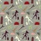 Travel girl seamless pattern in vintage colors