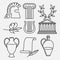 Travel Greek Culture Landmarks and cultural features flat icons design set.