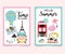 Travel greeting card with suitcase,flamingo,narwhal,balloon,eiffel tower, bus, map and sandal