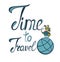 Travel  Handwritten lettering. Label vector illustration