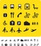 Travel icon set on yellow