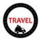 Travel icon sign logo , road circle with car bags suitcase and bike. trip around the world concept