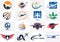 Travel icons. Aviation logo sign, Flying symbol.
