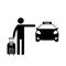 Travel Illustration of a taxi cab and passenger waving