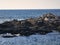 Travel - image. Beach beauty seen from the big rock. Stones balance on beach, sunrise shot. Sea Wave and rock; natural background