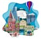 Travel infographic ,Amazing Moscow , Russia infographic ,Discover Moscow concept,paper art Russia concept.