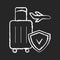 Travel insurance chalk white icon on black background