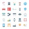 Travel Isolated Vector Icons Set Consist With beach, coffee, taxi, globe, watch, towel and cloud