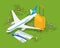 Travel isometric composition. Travel and tourism background. Flat 3d Vector illustration. Travel banner design. Travel