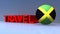 Travel with jamaica flag on blue