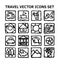 Travel journey tour trip voyage sea rest black and white icons set