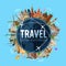 Travel, journey vector logo design template. world
